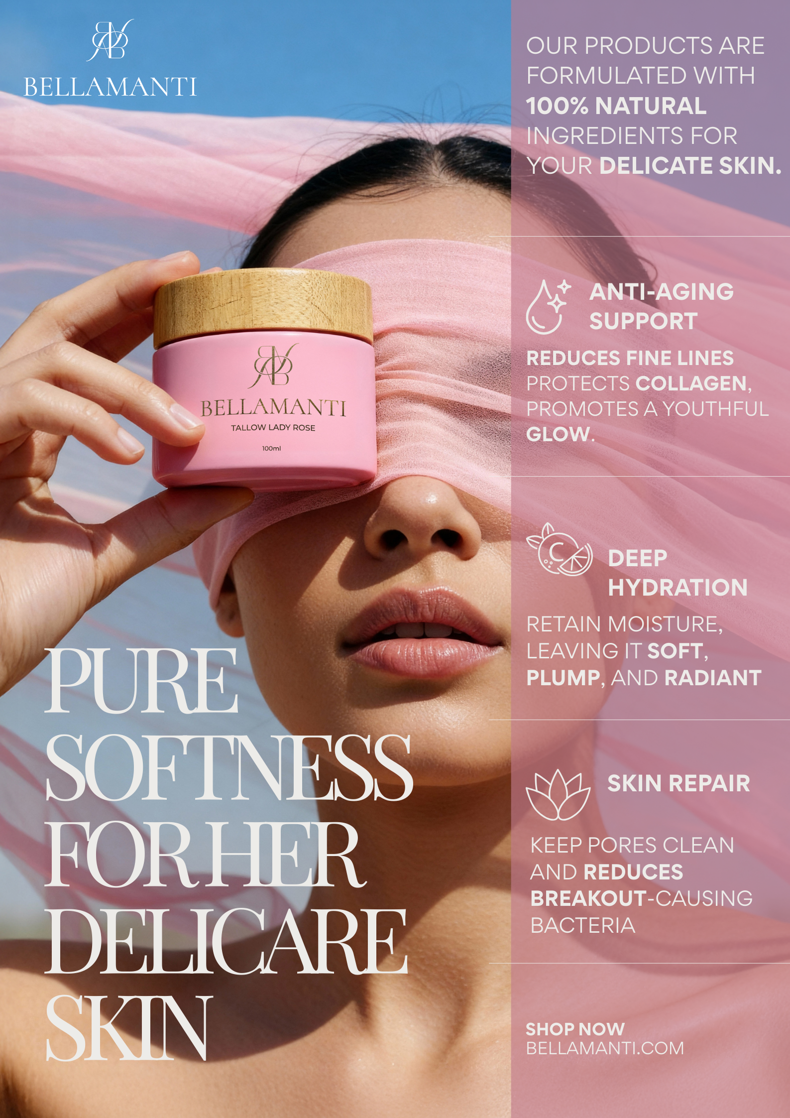 BELLAMANTI TALLOW LADY ROSE BALM