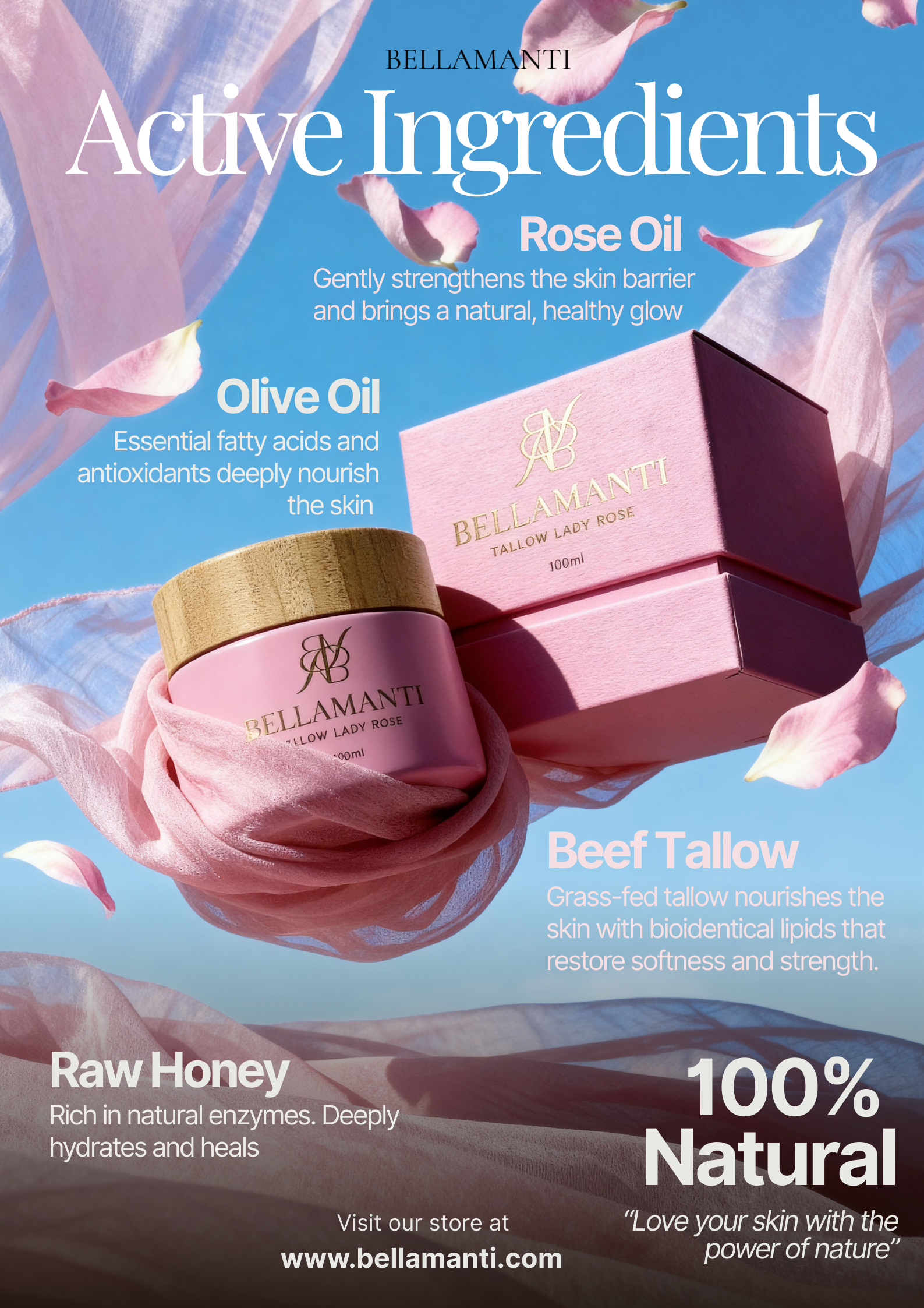 BELLAMANTI TALLOW LADY ROSE BALM