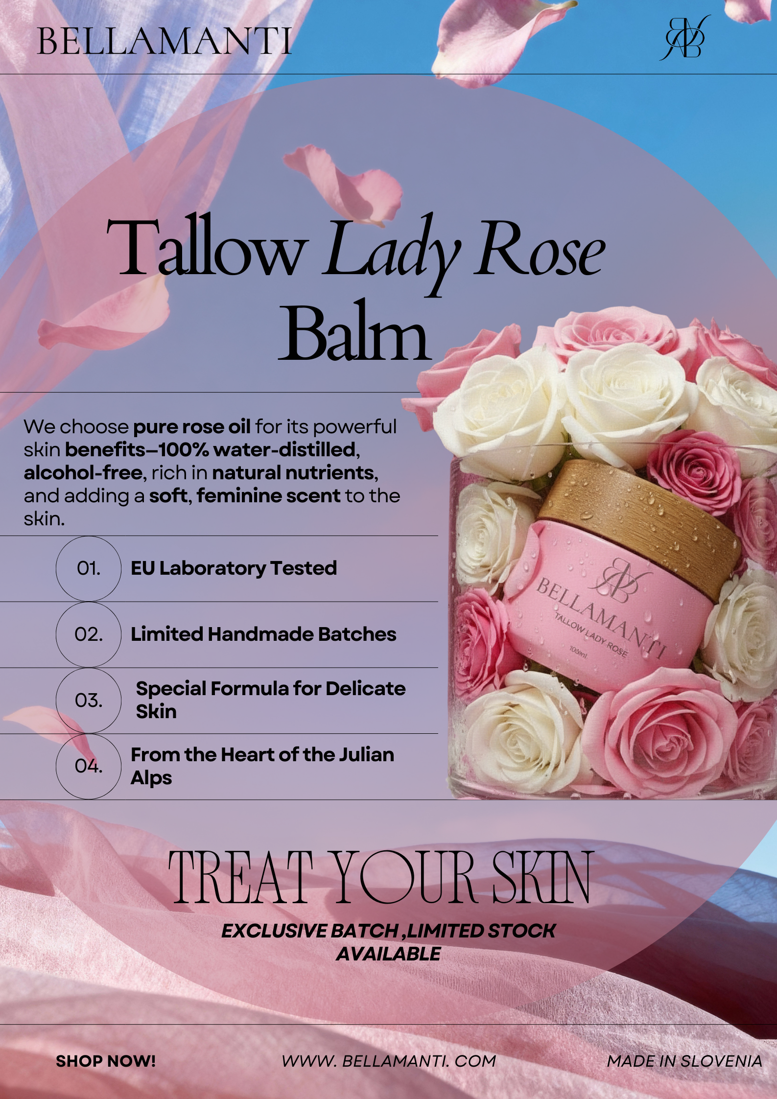 BELLAMANTI TALLOW LADY ROSE BALM